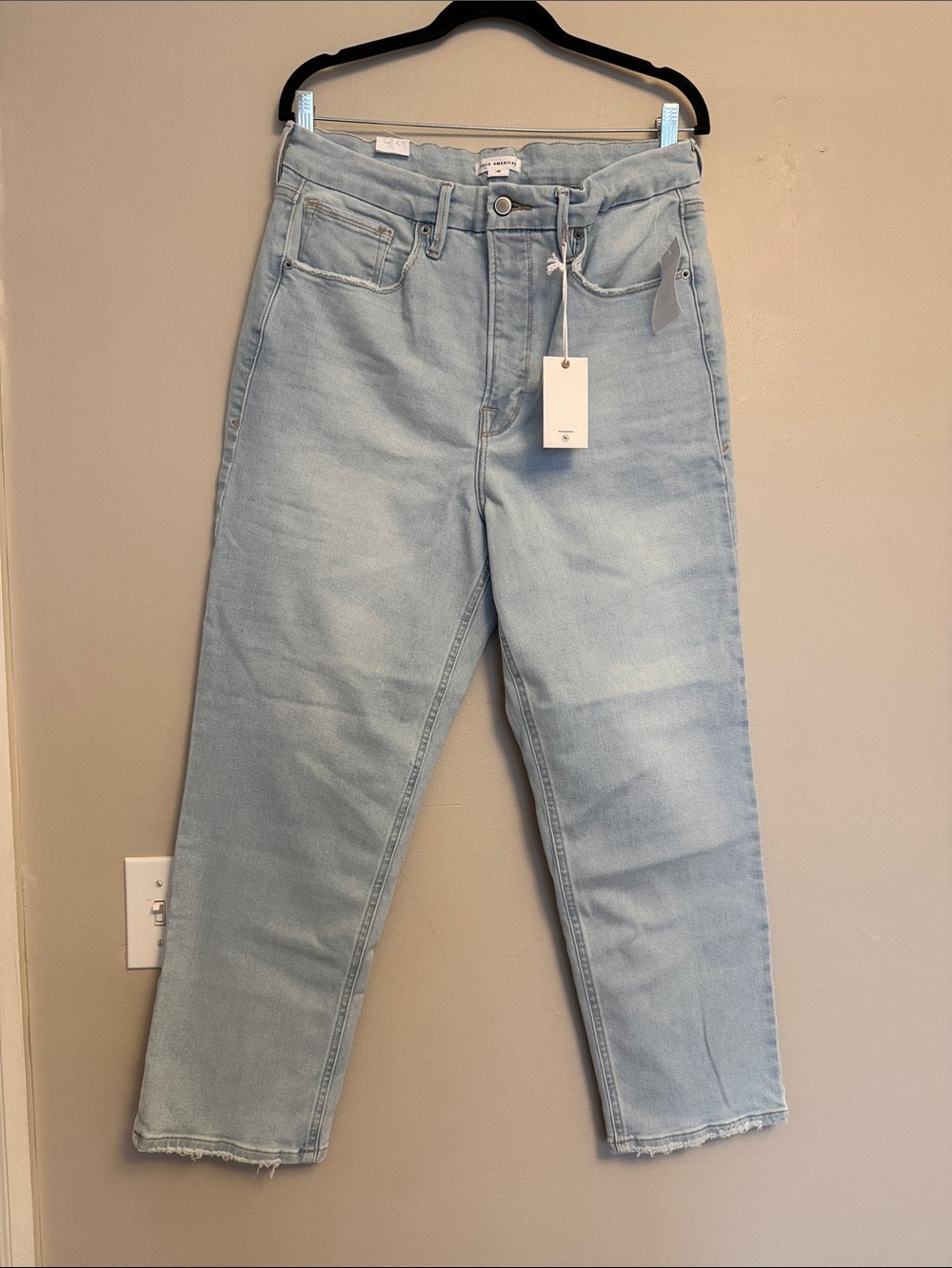 Good American Light Blue High-Rise Straight Jeans